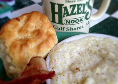 Hazel's Nook Breakfast Buffet biscuit and grits