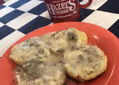 Hazel's Nook Breakfast Buffet - biscuits and sausage gravy